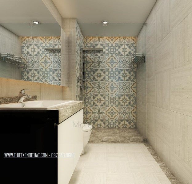 Thiết kế nội thất phòng tắm, nhà vệ sinh nhà liền kề khu đô thị Văn Quán